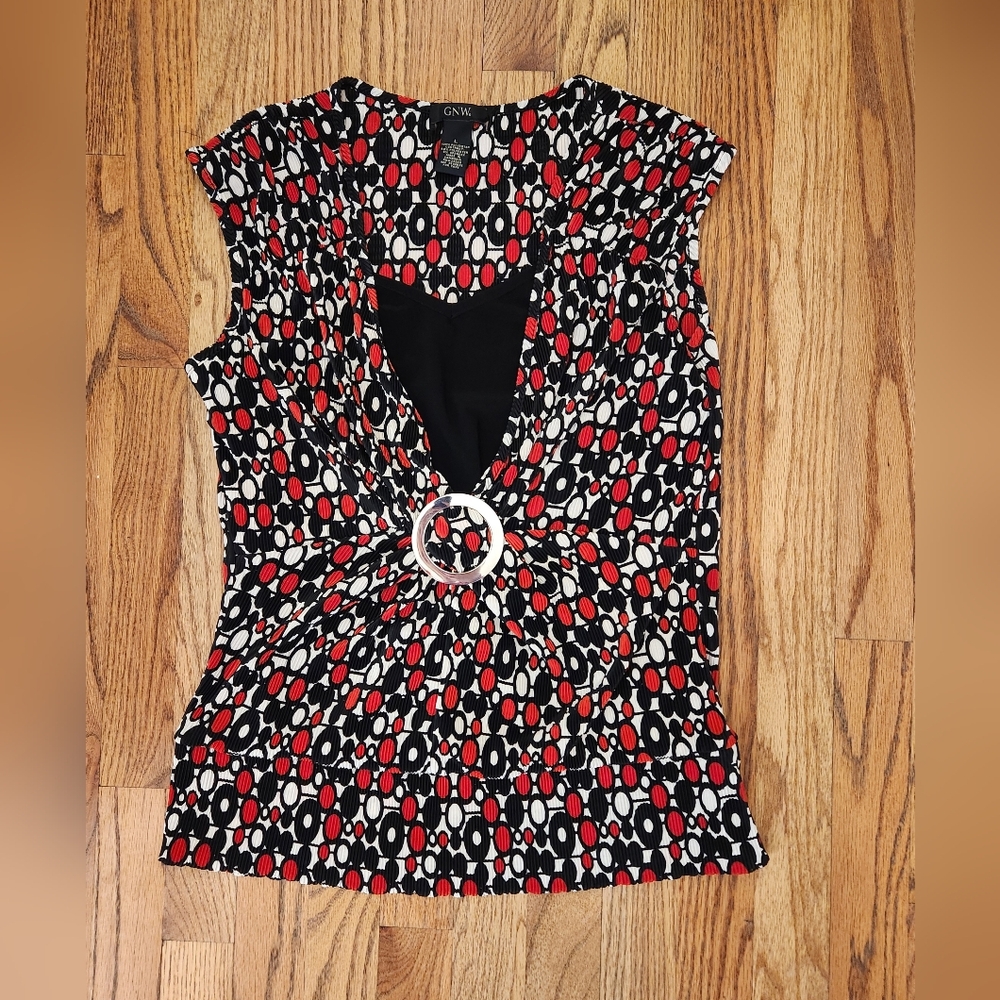 Y2k, 90s Chic Women's Black and Red Top, Vintage, Size: Large